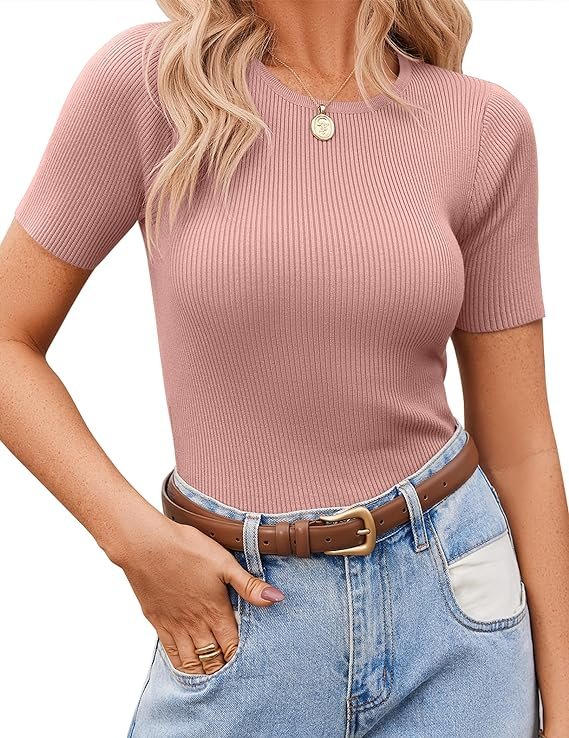 These Short Sleeve Crewneck Ribbed Knit Tops are 30% off with code: EVXXXLC6 to be applied at checkout!LMK if you grab!